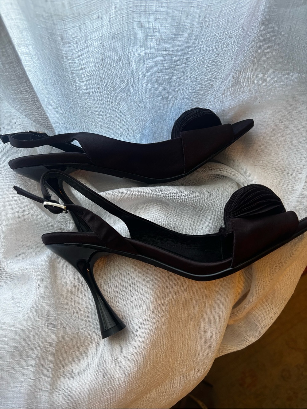 Jeffrey Campbell Duffy Kitten Heels in Black Satin Size 8 - Picture 2 of 10